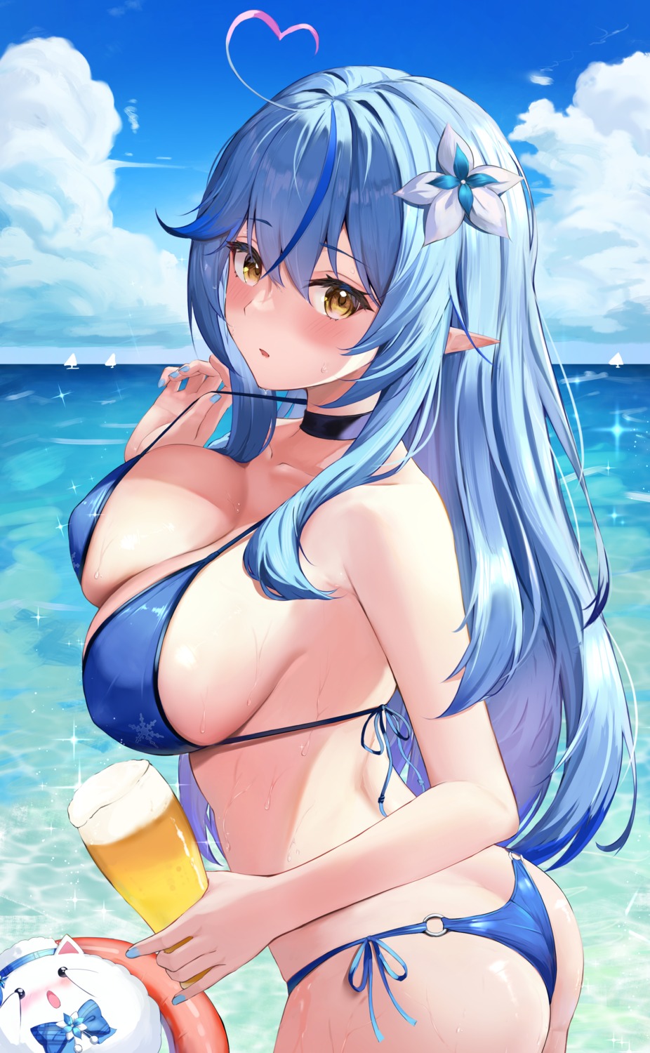 Suiran Liquiddoes Hololive Yukihana Lamy Ass Bikini Pointy Ears